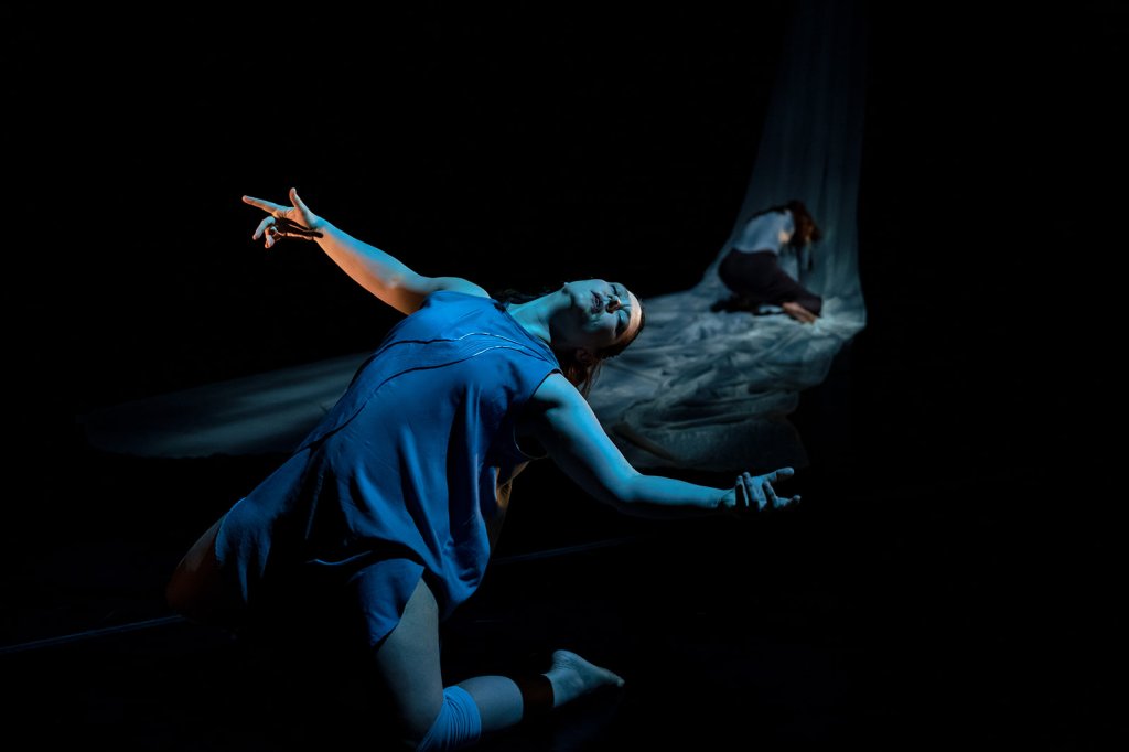 Utawtiwow Kijinaq - Our Mother's Road (2022) choreographed and performed by (pictured left to right) Sara Coffin and Sarah Prosper. Photo by Kevin MacCormack.